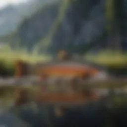 A serene mountain lake ideal for trout fishing.