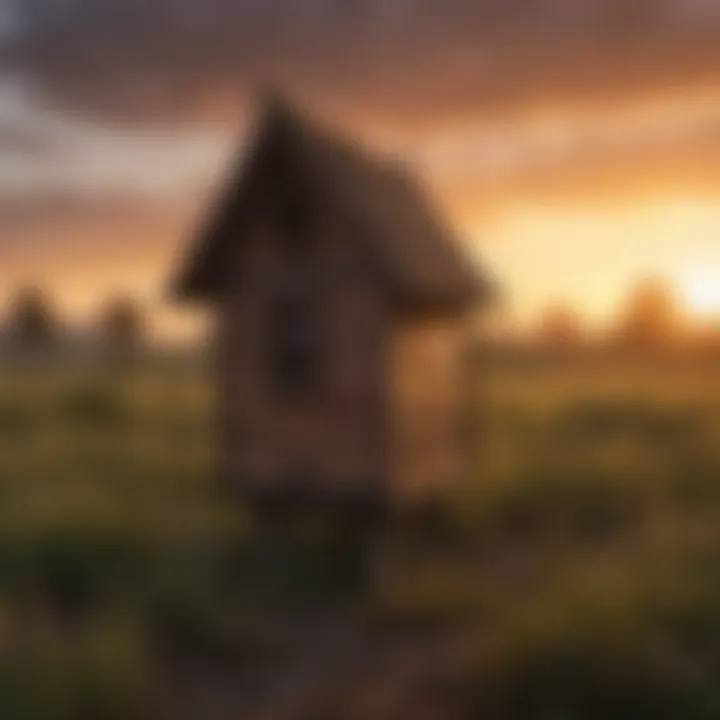 Bat House in Open Field with Dusk Sunlight