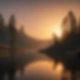 Serene dawn over a tranquil lake, ideal for pike fishing