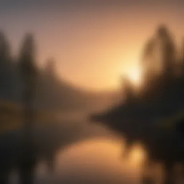 Serene dawn over a tranquil lake, ideal for pike fishing