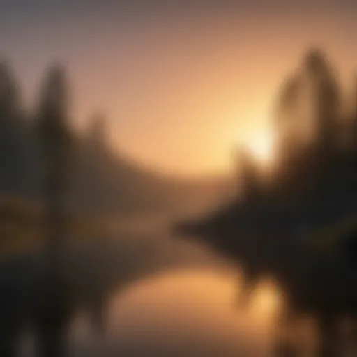 Serene dawn over a tranquil lake, ideal for pike fishing
