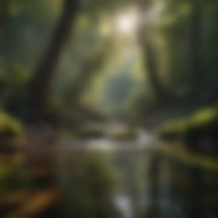 Sunlight Filtering Through Canopy Over Trickling Creek