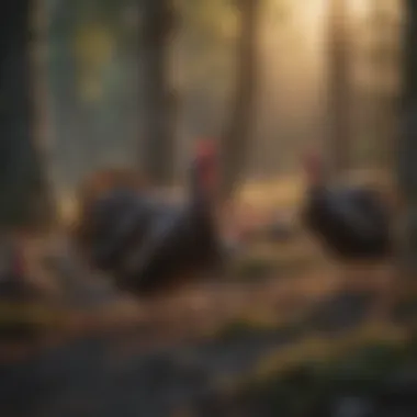 Tranquil Dusk Roosting Scene for Turkeys Turkeys peacefully roosting at dusk