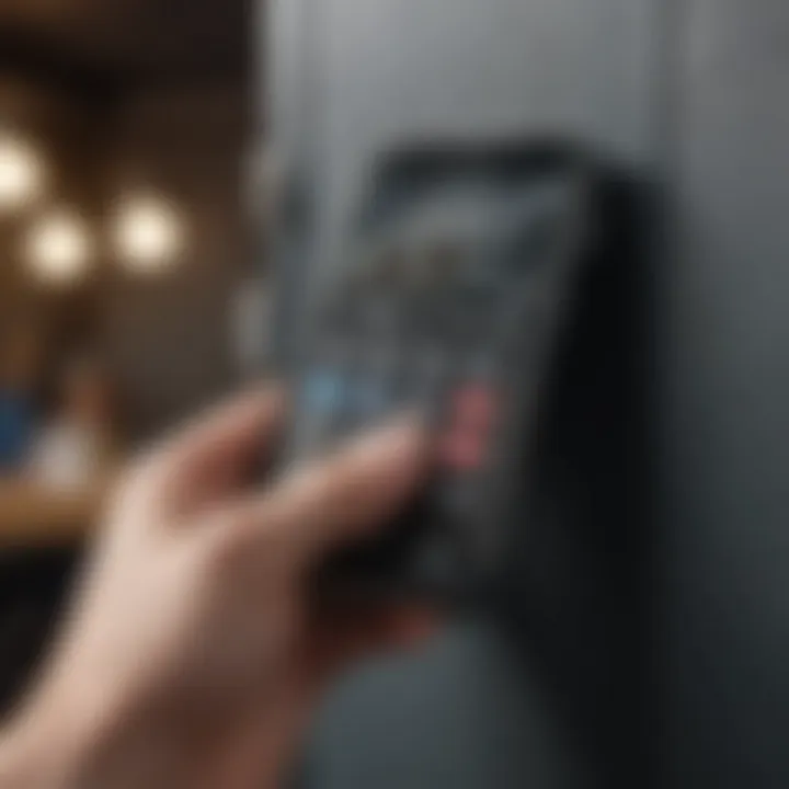 Person accessing storage unit with phone in hand