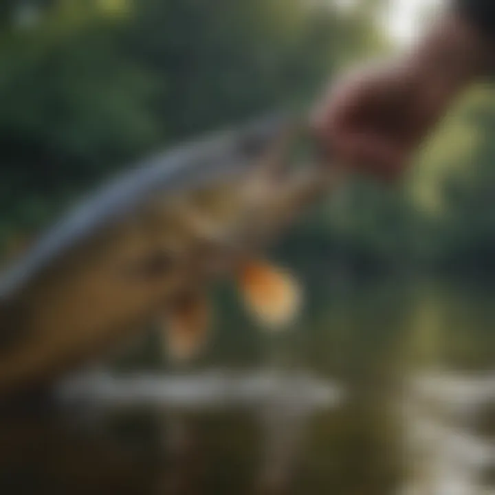 A pike being released back into the water
