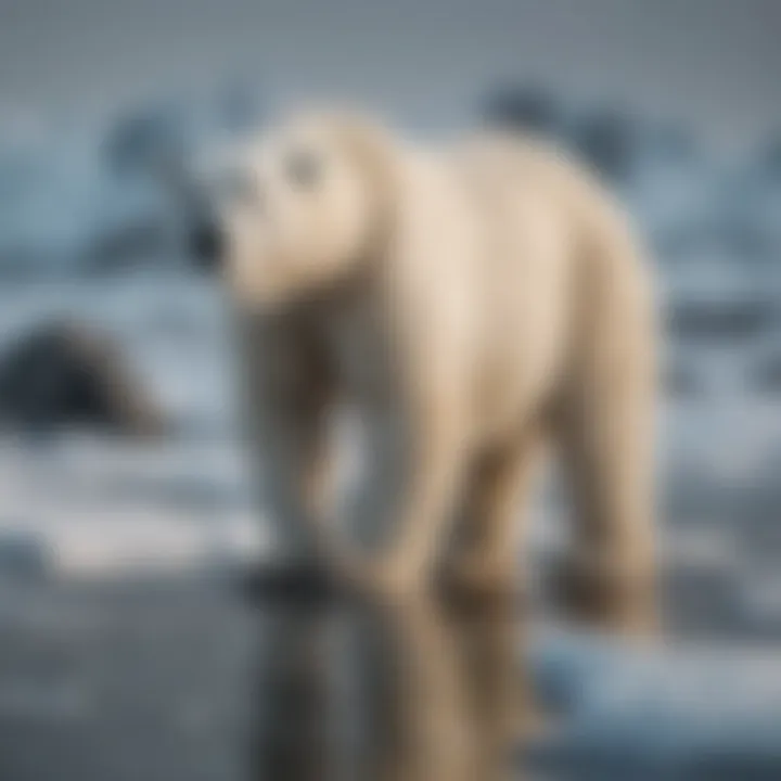 Polar bear struggling to find food in a diminishing icy habitat