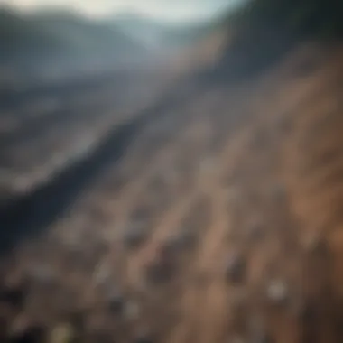 Aerial view of polluted landfill affecting the ecosystem