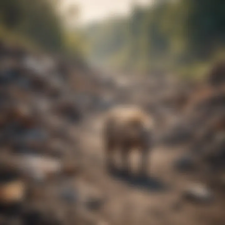 Pollution from construction trash dumps affecting wildlife habitats