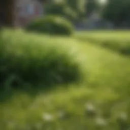 Lush green lawn with freshly cut grass clippings