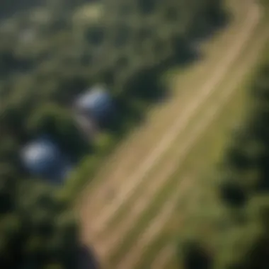 Aerial Perspective of Property Line Marking Aerial view of property lines being marked