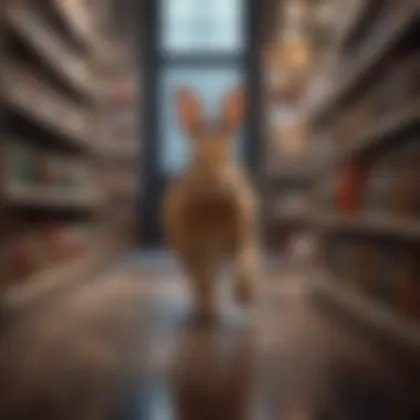 Conceptual illustration of a rabbit running store in NYC