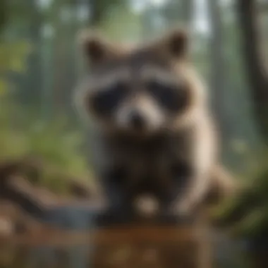 Raccoon being released back into natural habitat