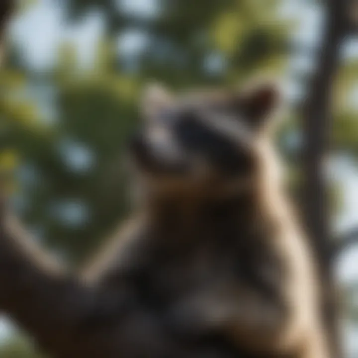 Raccoon in silhouette against the sky