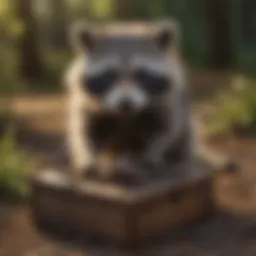 Raccoon caught in a trap