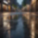 Urban landscape demonstrating rainwater management techniques