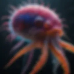 A vibrant and colorful deep-sea creature showcasing bioluminescence