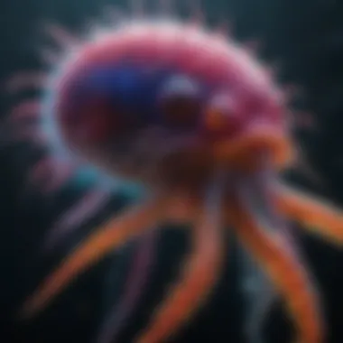 Bioluminescent Marvels of the Deep A vibrant and colorful deep-sea creature showcasing bioluminescence