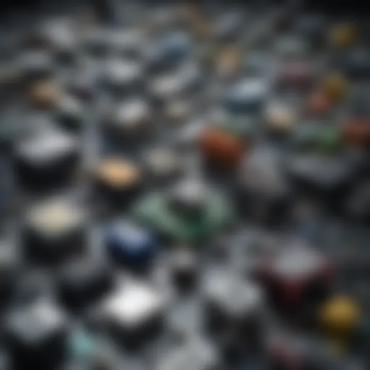 Close-up of recycled electronic components demonstrating the careful handling and sorting of e-waste materials.
