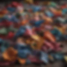 Colorful fabric scraps for recycling