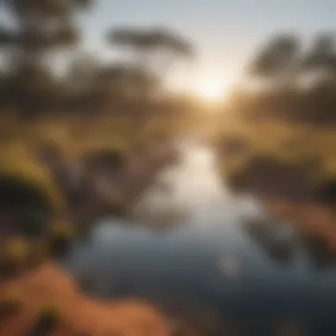 Remote river meandering through Australian outback