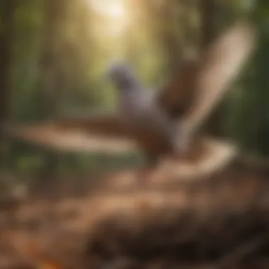 Freedom and Flight for a Rehabilitated Dove Rehabilitated dove flying freely in nature