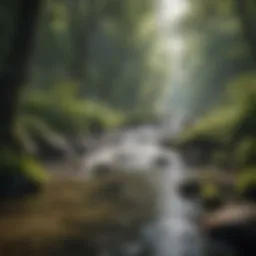 A vibrant river flowing cleanly through a lush forest