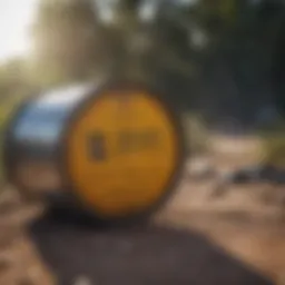 Oil drum marked for recycling