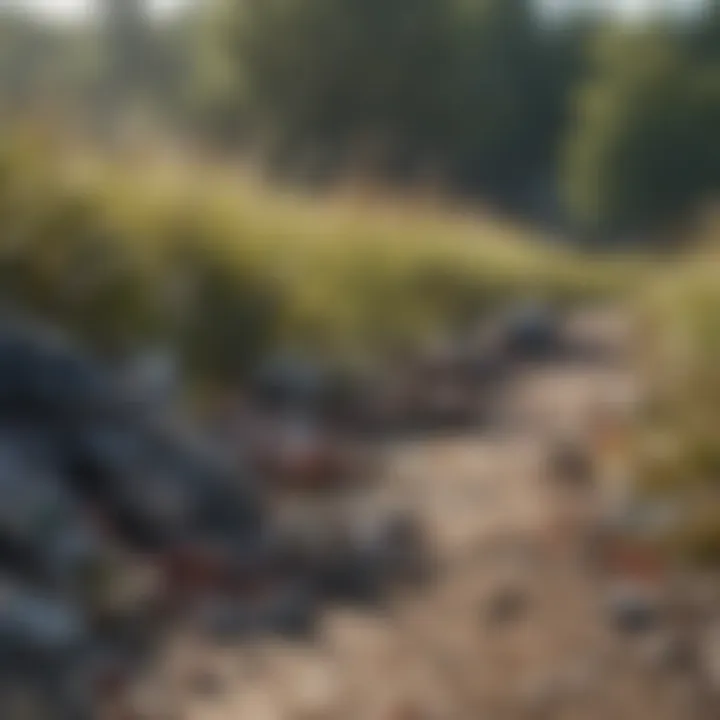 A serene landscape illustrating the impact of textile waste on nature