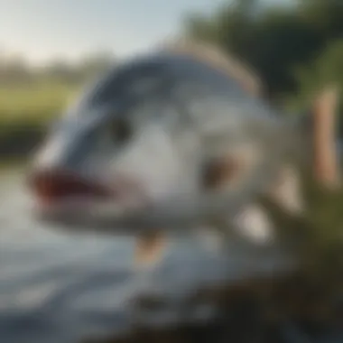 Stunning Striped Bass Roaming in River Delta Striped Bass in River Delta