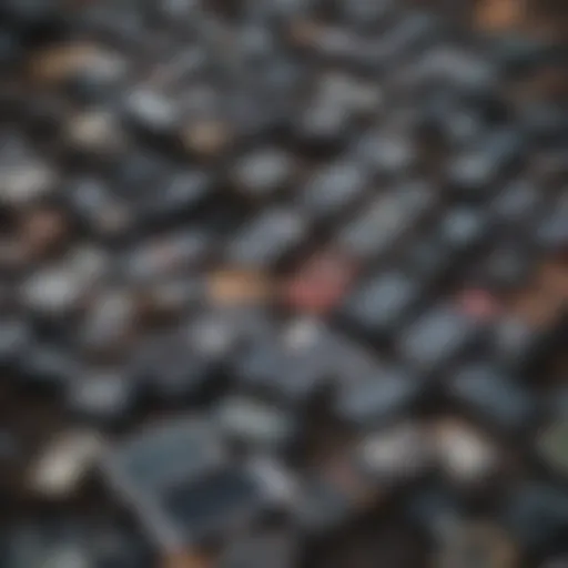 A collection of obsolete cell phones ready for recycling