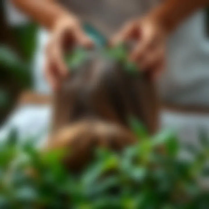 Scalp Massage with Stinging Nettle Oil A serene scalp massage using stinging nettle oil