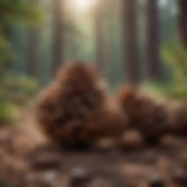 Pine cone releasing seeds in a natural setting