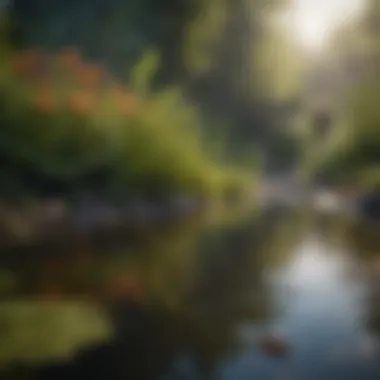 Thriving Pond Ecosystem with Minnows A healthy pond environment showcasing aquatic plants and minnows