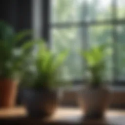 Lush indoor plants purifying air