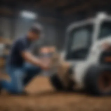 Expert Technician Examining Bobcat Machinery Skilled technician inspecting bobcat machinery