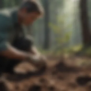 Scientist studying soil quality improvement post selective tree cutting