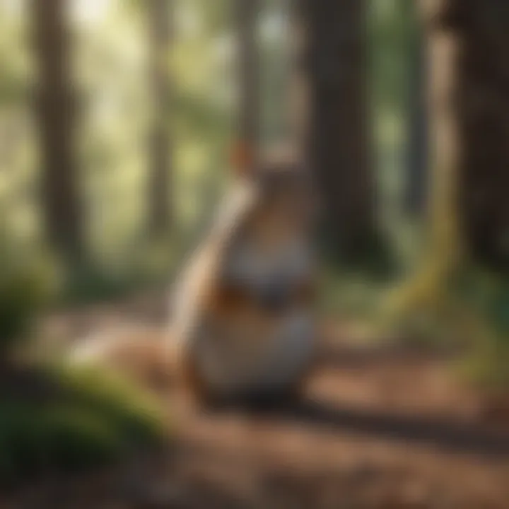 Squirrel peacefully roaming in natural habitat