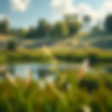 Serene Pond Landscape A serene landscape view of a newly stocked pond in a natural setting.