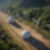 Aerial view of renewable energy sources