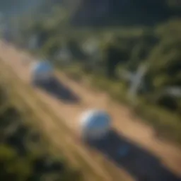 Aerial view of renewable energy sources