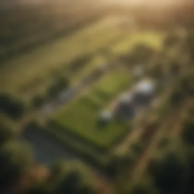 An aerial view of a sustainable agricultural landscape