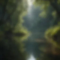 A serene lake reflecting the lush greenery surrounding it, symbolizing pristine water sources.