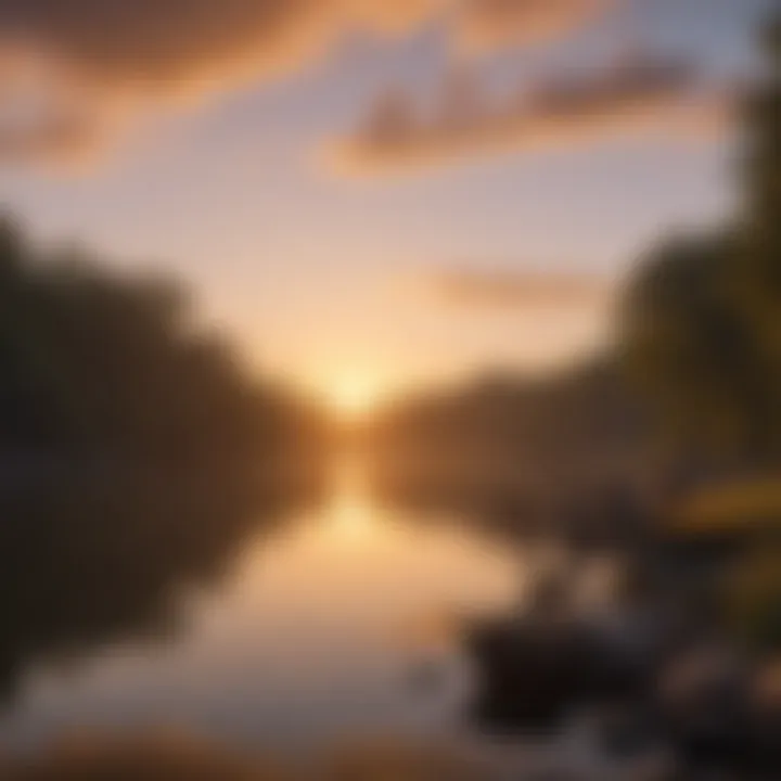 Spectacular view of the sunrise over a tranquil fishing spot in New Jersey