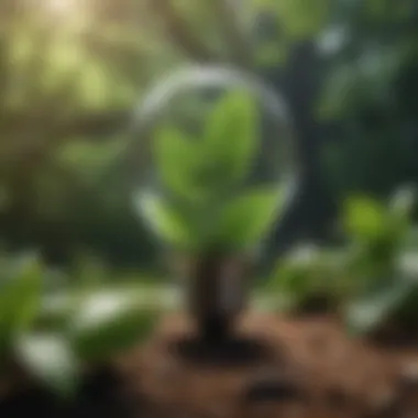 Illuminating Eco-friendly Concepts Illustration of a lightbulb surrounded by green leaves representing eco-friendly ideas