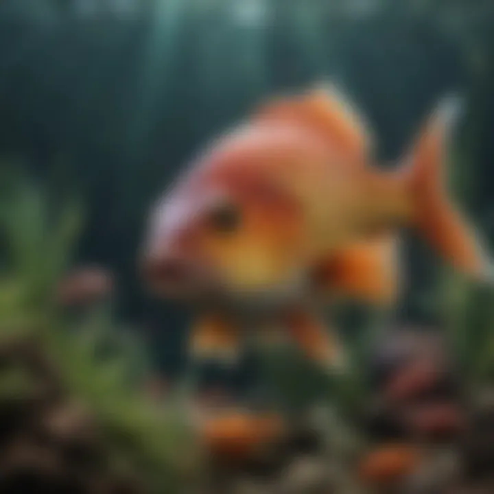 Close-up of a tagged fish swimming in its natural habitat, showcasing its vibrant colors.