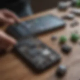 A smartphone being dismantled for recycling, showcasing its components