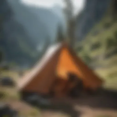 Innovative Shelter: Using a Tarp in the Mountains A hiker demonstrating the use of a tarp for shelter in a mountainous environment