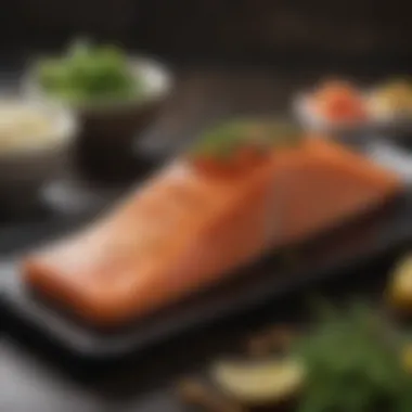 Exquisite Presentation of Salmon Cuisine A gourmet dish featuring expertly prepared salmon and local ingredients