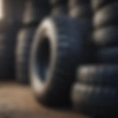 Tires stacked for recycling