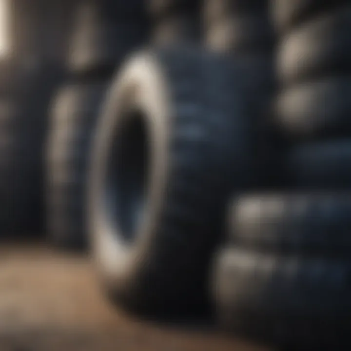Tires stacked for recycling